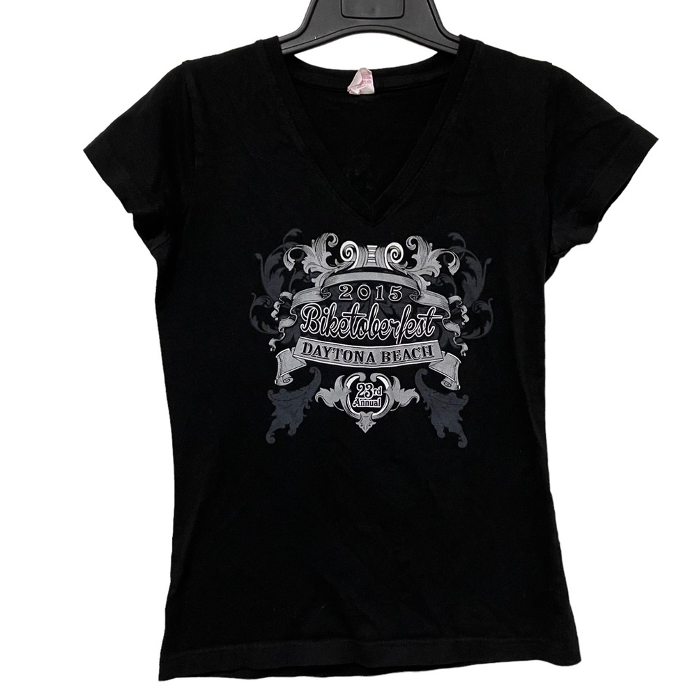 Biketoberfest 2015 Daytona Beach Double Sided Graphic V-Neck Tee